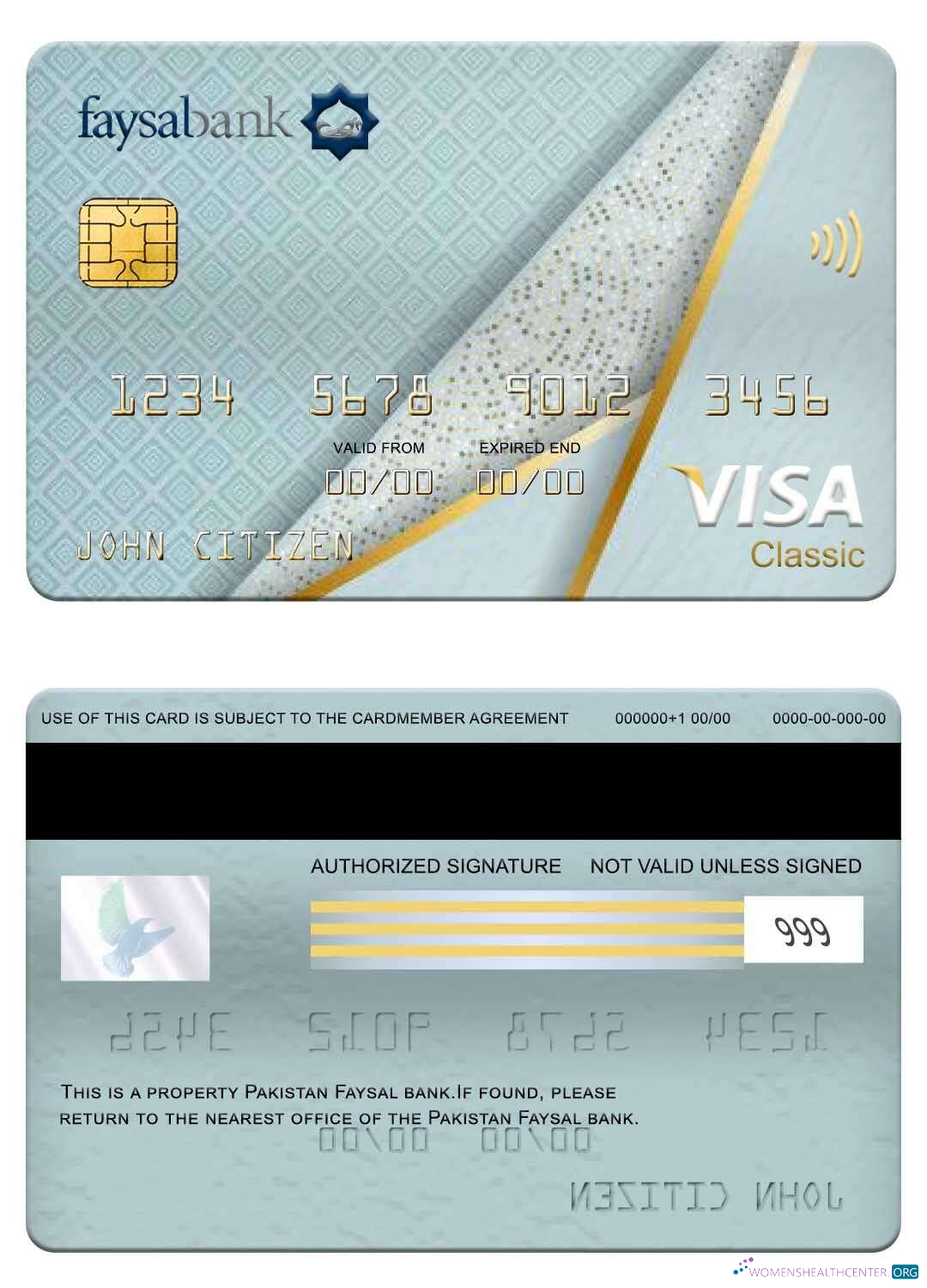 Download Pakistan Faysal bank visa classic card Photoshop template